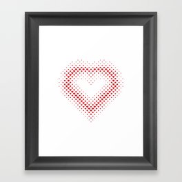 Heart Shape Halftone Dot Red Heart Pattern Framed Art Print