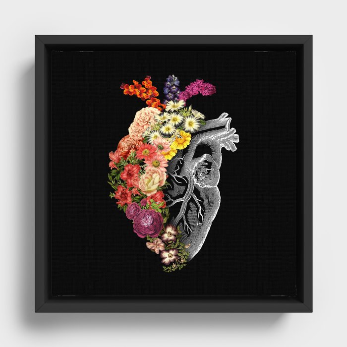 Flower Heart Spring Framed Canvas
