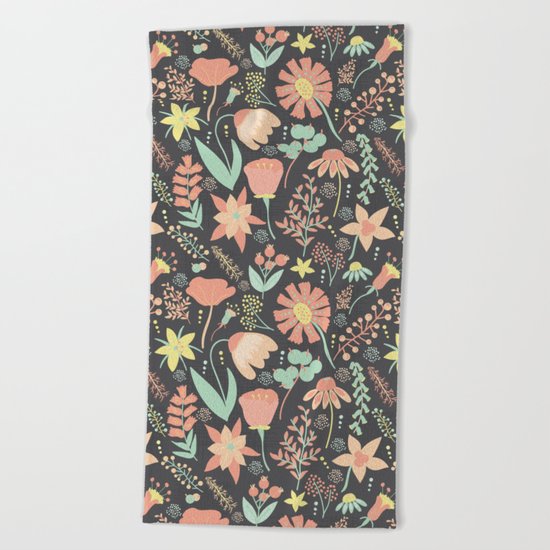 Peachy Keen Wildflowers Beach Towel