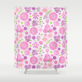 Happy Spring Flowers Shower Curtain