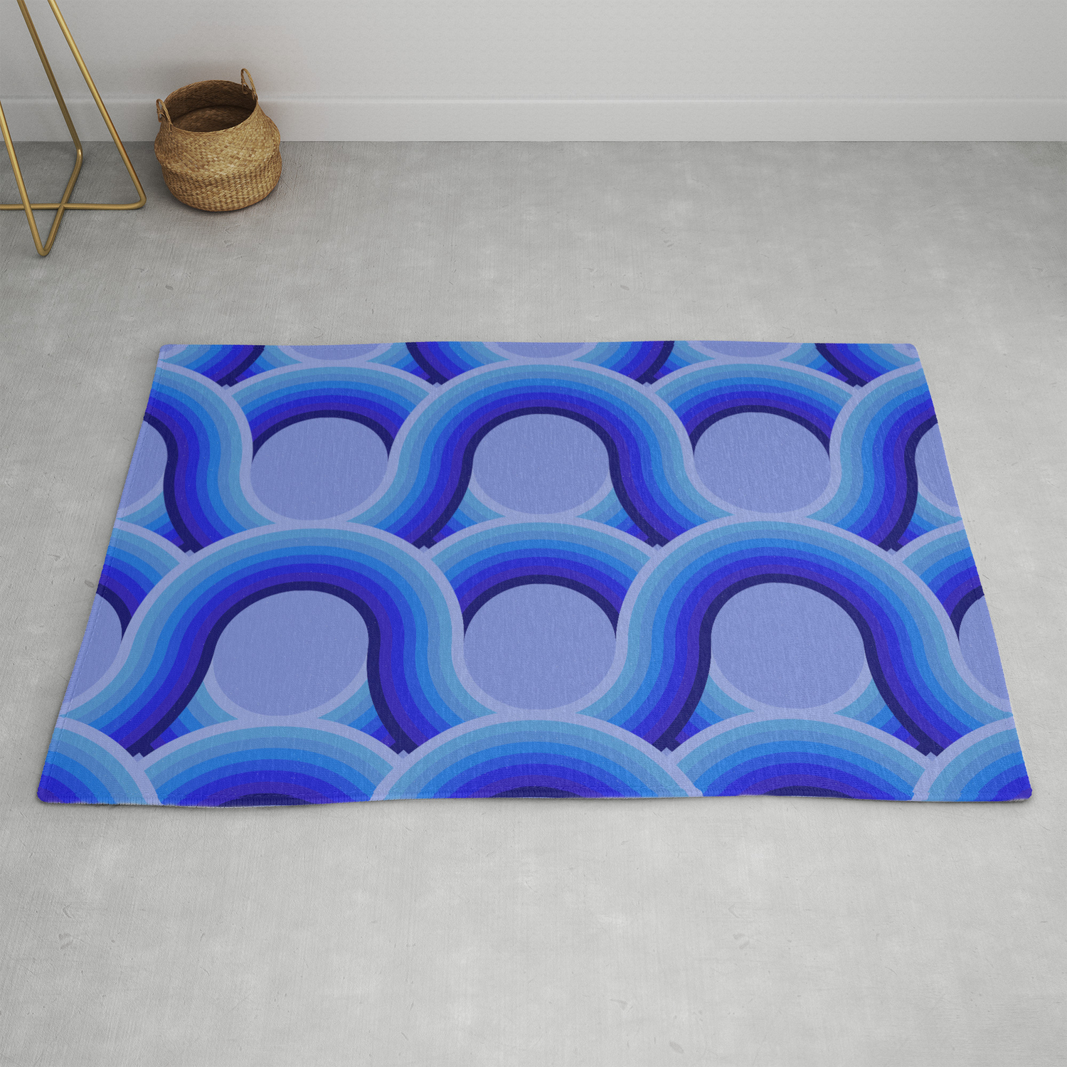 Rollin Retro Road In Blue Ombre Rug By, Blue Ombre Rug