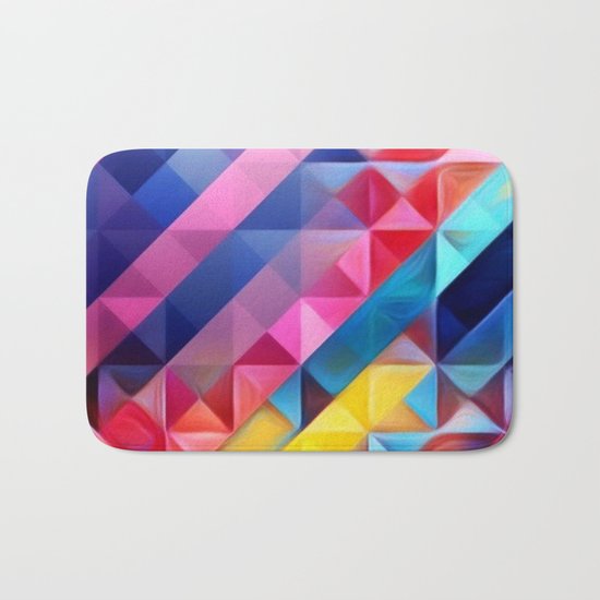 Geometric Abstract Rainbow Bath Mat