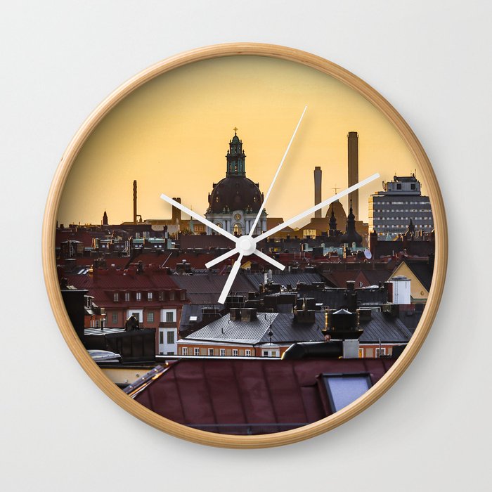 Stockholm rooftops Wall Clock