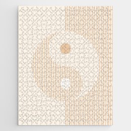 Geometric Lines Ying and Yang II in Beige Shades Jigsaw Puzzle