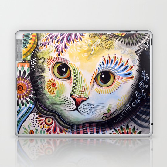 Lucy ... Abstract cat art Laptop & iPad Skin