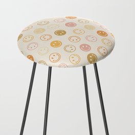 Neutral Smiley Face Pattern Counter Stool