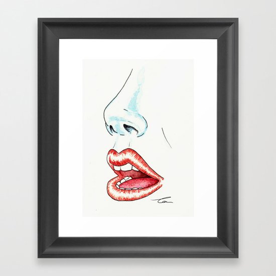 Watercolor Lips Framed Art Print