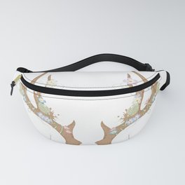 Antlers with flowers and leaves Fanny Pack
