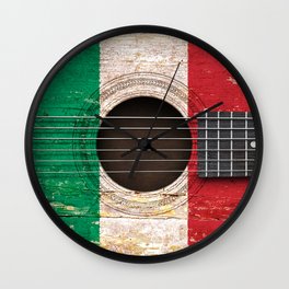 Old Vintage Acoustic Guitar with Italian Flag Wall Clock | Italianpride, Italy, Guitarist, Graphicdesign, Italianguitar, Italianflag, Guitar, Music, Vintage, Beatupguitar 