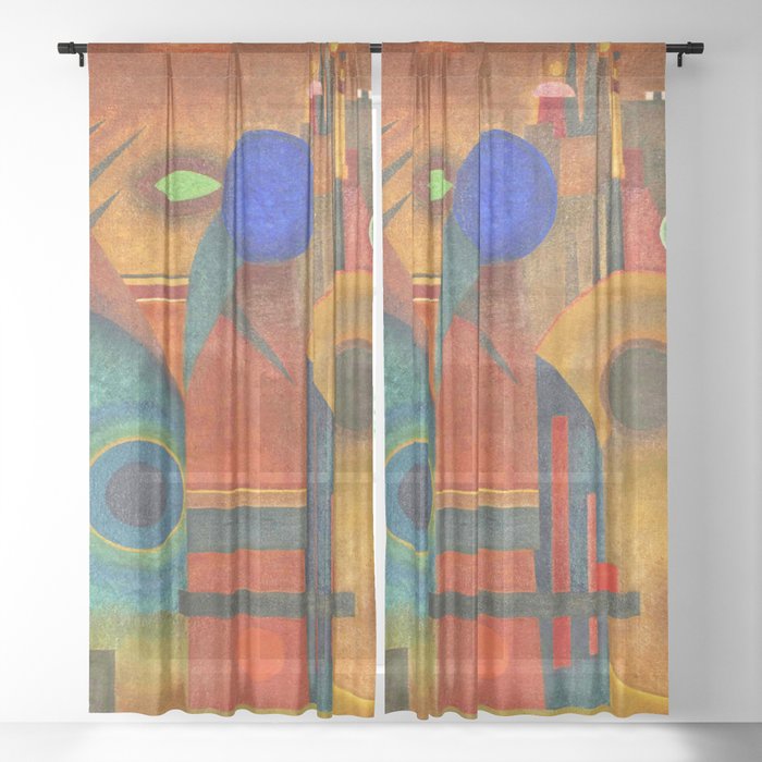 Wassily Kandinsky "Brown silence" (1925) Sheer Curtain