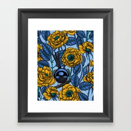Wren in the roses  Framed Art Print