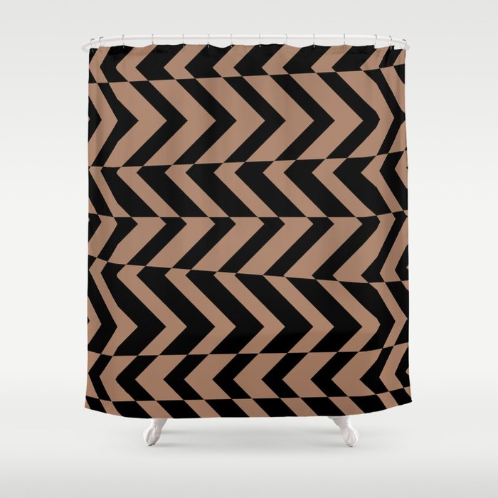 Brown and Black Chevron Horizontal Stripe Pattern - 2022 Color of the Year Rustic Oak 2007-7B Shower Curtain
