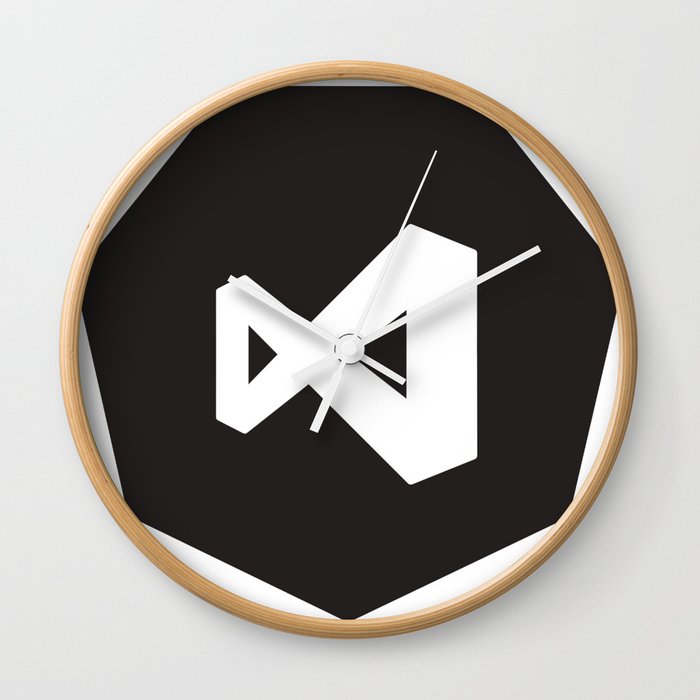 black visual studio logo sticker wall clockdevstudios | society6