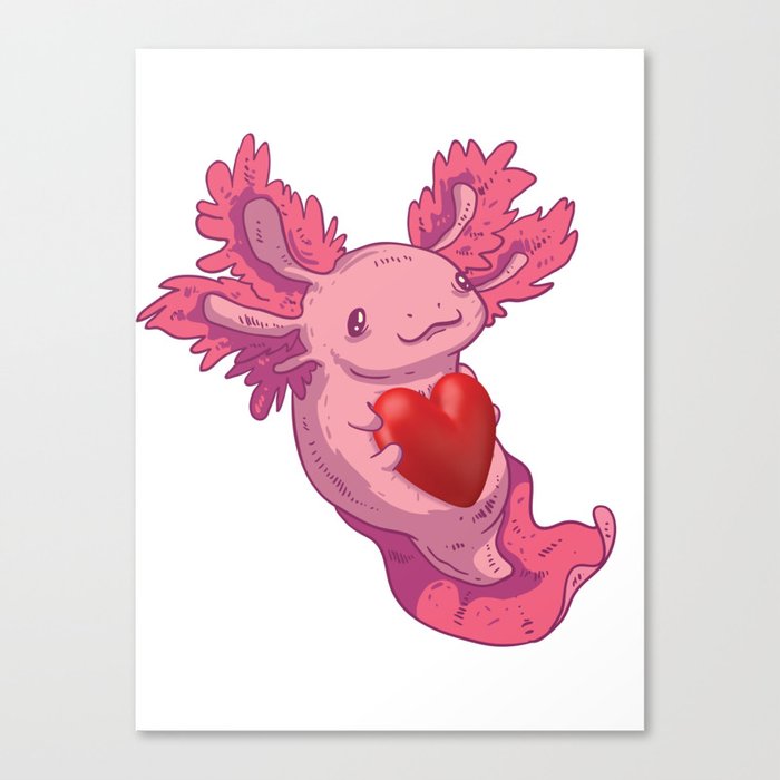Love Axolotl Valentines Day Canvas Print