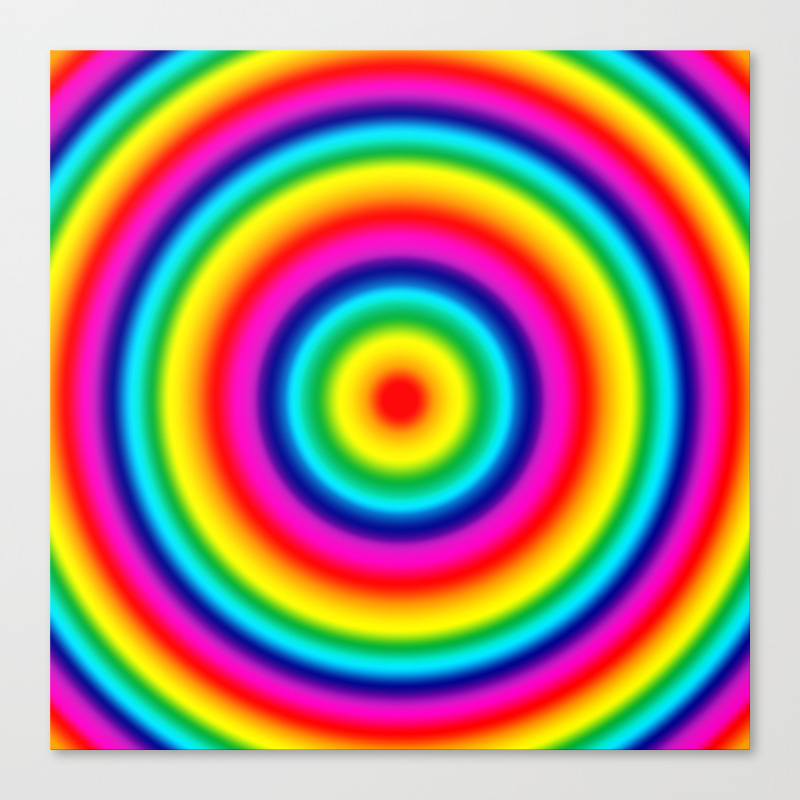 Psychedelic Rainbow Circles Pattern Canvas Print By Hippygiftshop