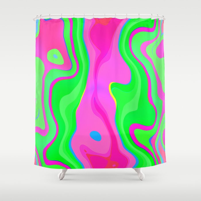 Neon Swirl Pattern - Pink and Lime Shower Curtain