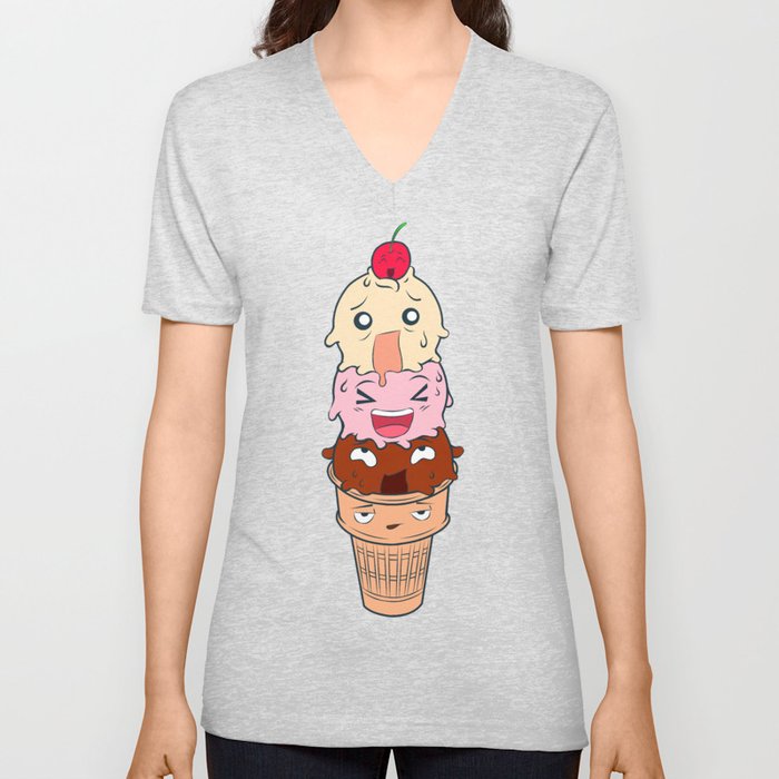 Screaming Ice Cream  V Neck T Shirt
