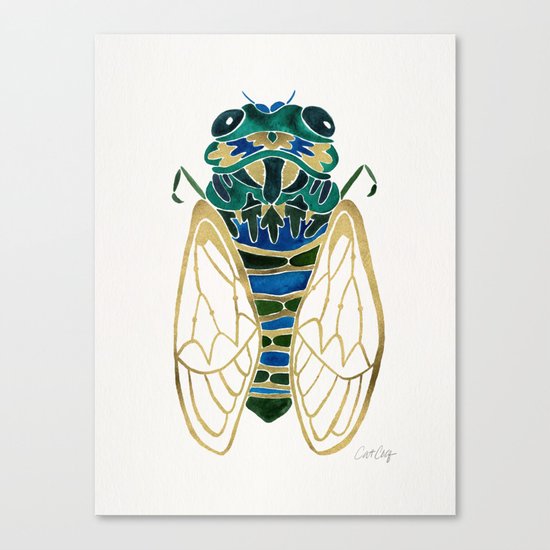 Green & Gold Cicada Canvas Print
