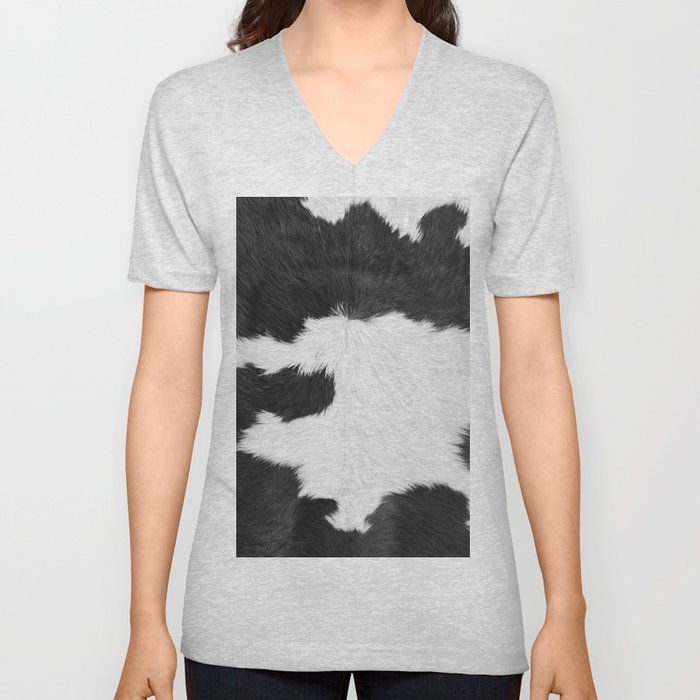 Faux Cowhide with No Texture (Farmhouse Decor Collection) V Neck T Shirt