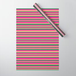 [ Thumbnail: Deep Pink, Light Salmon & Sea Green Colored Lines Pattern Wrapping Paper ]