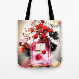 Eau de Parfum Pink Tote Bag | Stilllife, Pink, Colorfulfashion, Bottleofperfume, Fashion, Abstractfashion, Luxuryfashion, Fragrances, Scent, Flowers 