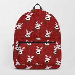 Reindeer in a snowy day (red) Backpack | Lapland, Reindeer, Deer, Cute, Winter, Graphicdesign, Xmas, Holiday, Christmas, Santa 