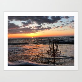 Disc Golf Basket Beach Ocean Innova Discraft Sunset Waves Virginia Vibram Art Print