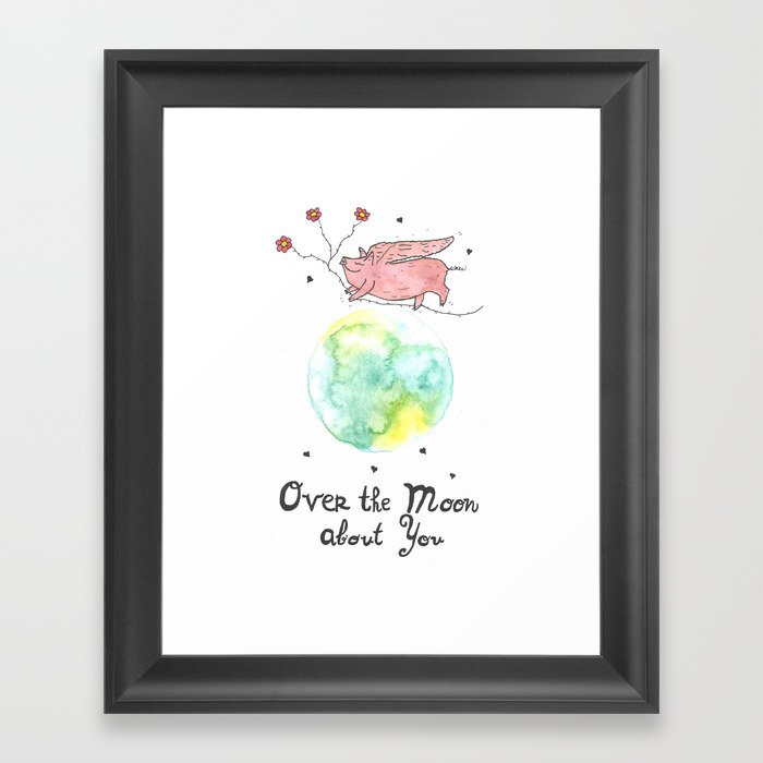 Over the Moon About You Framed Art Print