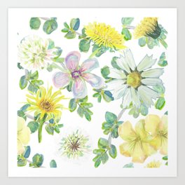 Spring Floral Mix on white Art Print