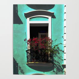 Puerto rican balcony and flowers Poster