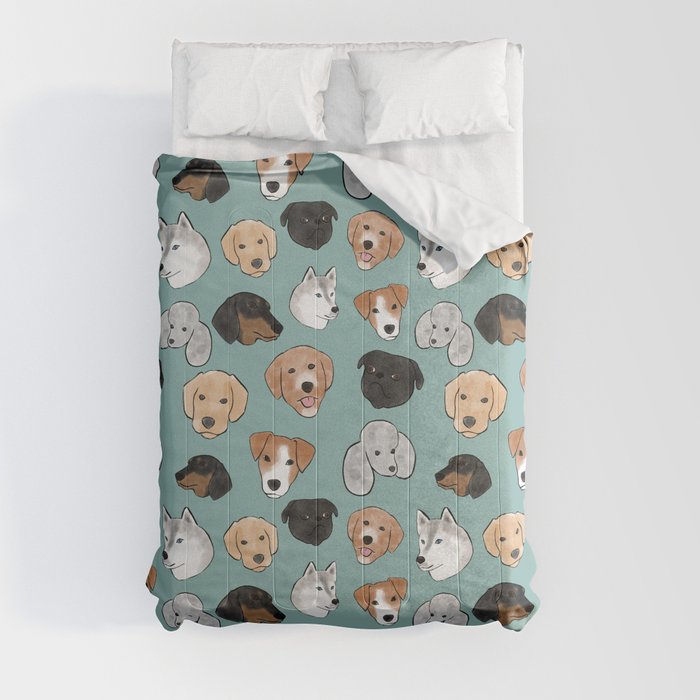 Pack of dogs teal Comforter