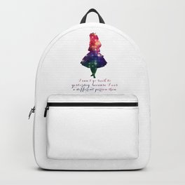 Alice can't go back to yesterday Backpack | Graphicdesign, Life, Growth, Quote, Typography, Lewiscarroll, Madhatter, Inspirational, Pattern, Throughthelookingglass 