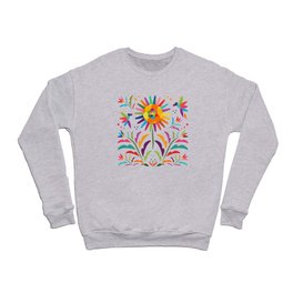 Mexican Otomí Floral Composition by Akbaly Crewneck Sweatshirt