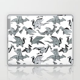 Origami metallic dragon friends // white background metal silver fantasy animals Laptop Skin