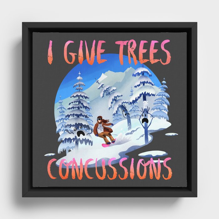 Snowboard Steve - I give trees concussions Framed Canvas