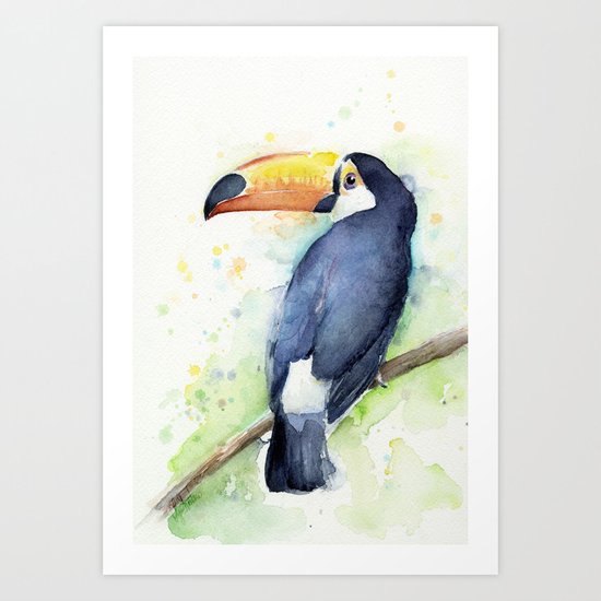 Toucan Tropical Bird Watercolor Art Print