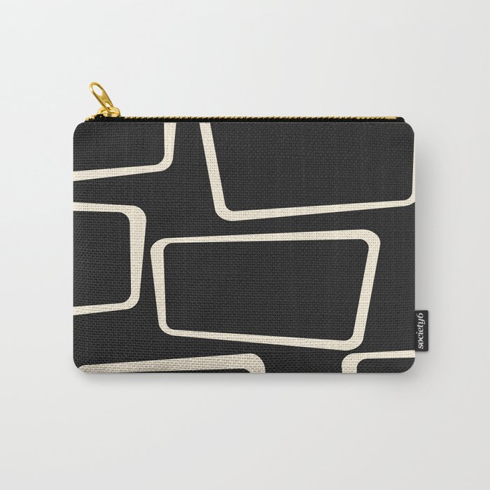 Mid-Century Modern Hand Drawn Abstract Shapes Geometric Shapes Seamless Pattern - Black and White Carry-All Pouch