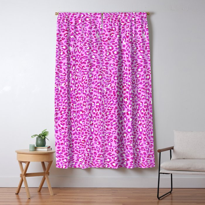Light Pink Glitter Cheetah Print Blackout Curtain By