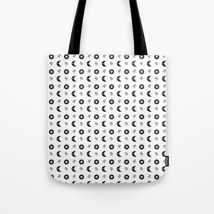 Scandi Winter pattern with moon, christmas ball Tote Bag