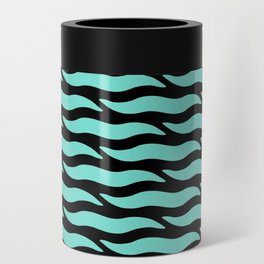 Tiger Wild Animal Print Pattern 339 Black and Mint Green Can Cooler