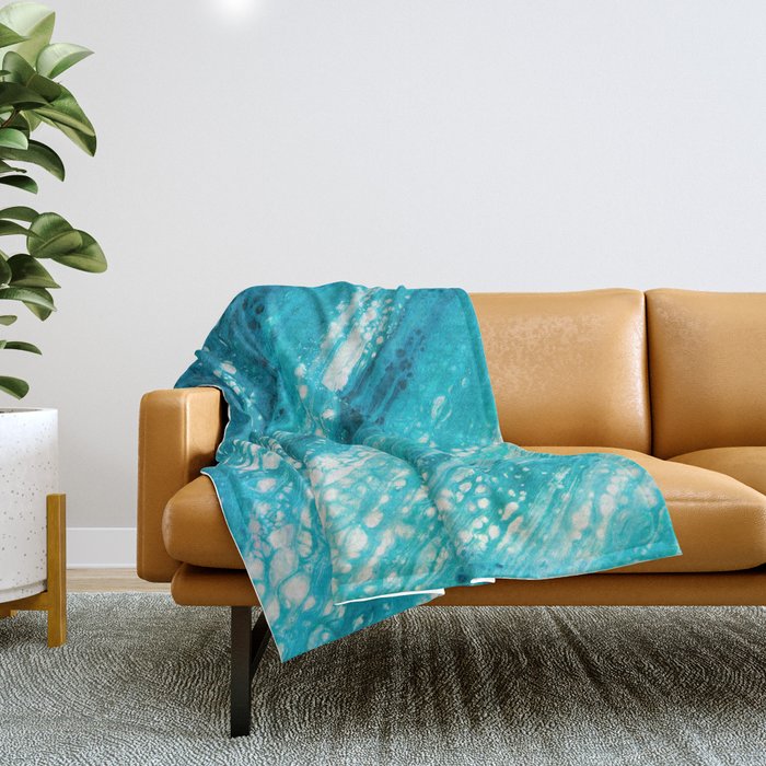 Azure Sun-Speckled Abstract Seascape Throw Blanket