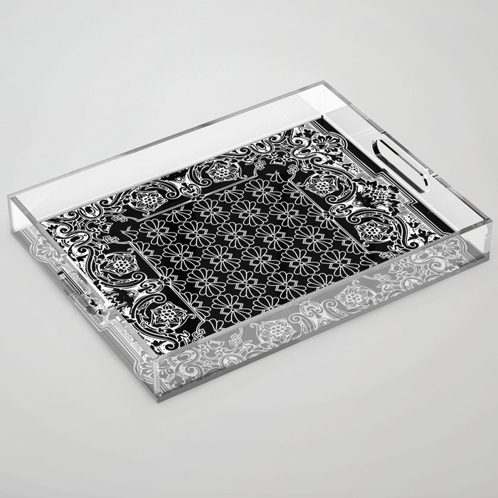 Bandana Inspired Pattern | Black and White Acrylic Tray