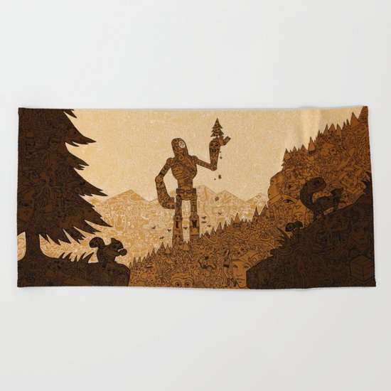 nes no empty spaces giant robot forest tree Beach Towel