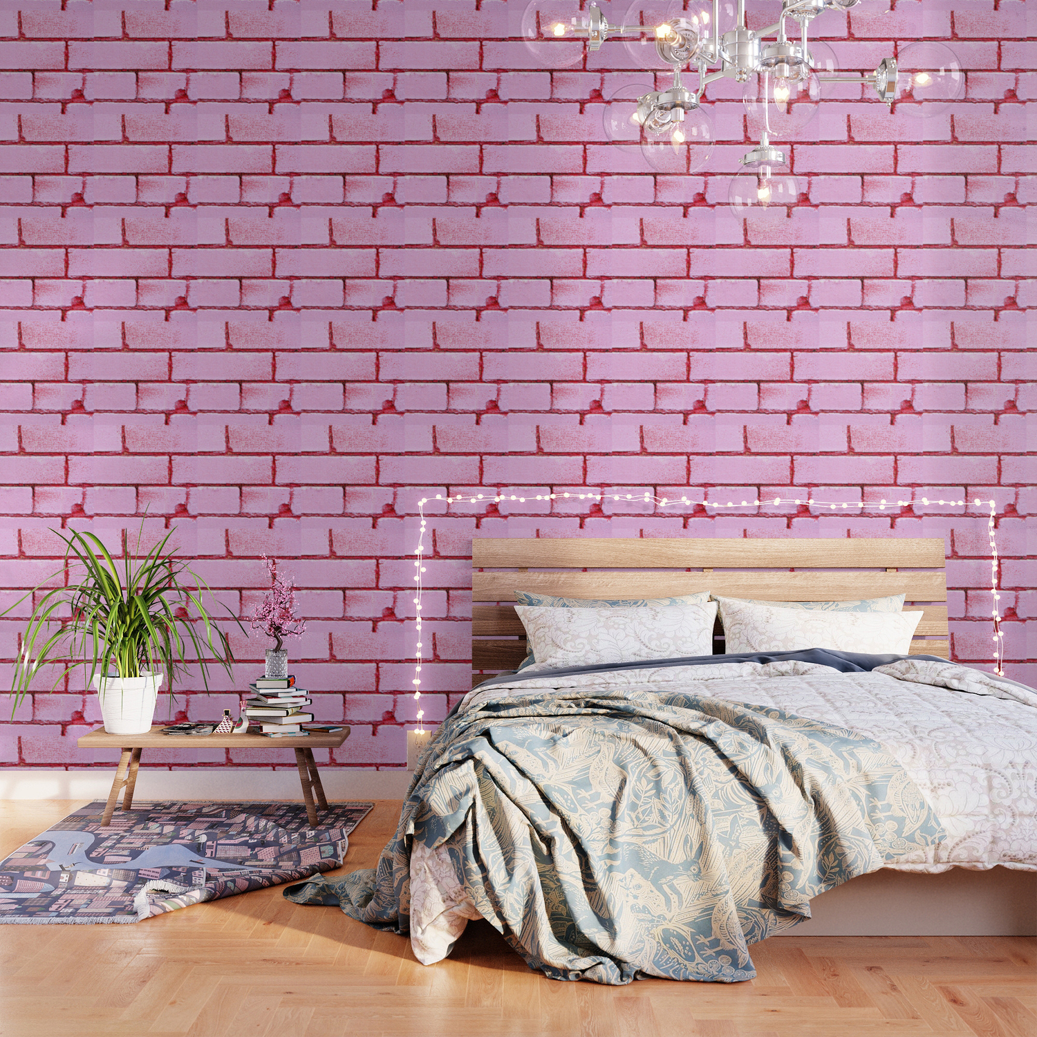 Pink Bricks Wallpaper By Ethna Society6