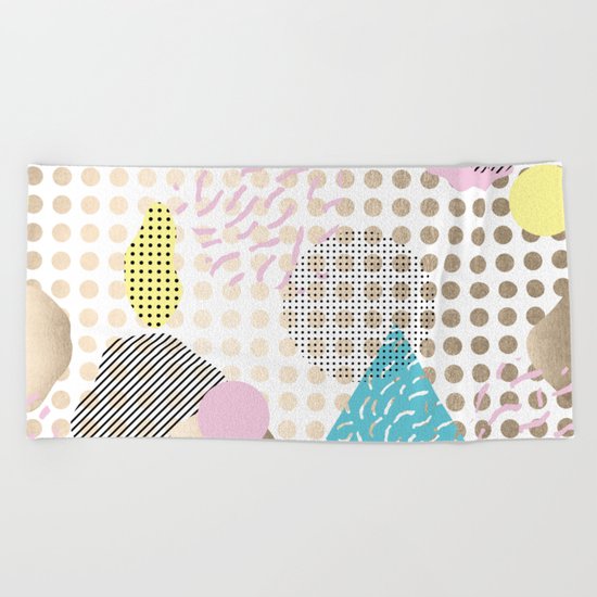 Simply Metallic Memphis Dots Beach Towel