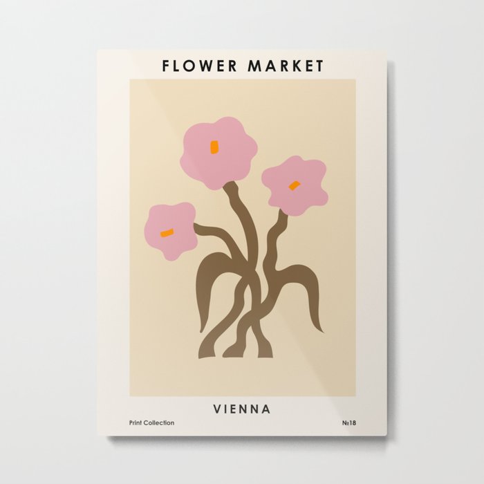 Flower Market, Vienna, Modern Art, Botanical retro art