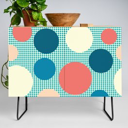 Mid Century Modern Simple Geometric Multi-coloured Dots Pattern - Red and blue Credenza
