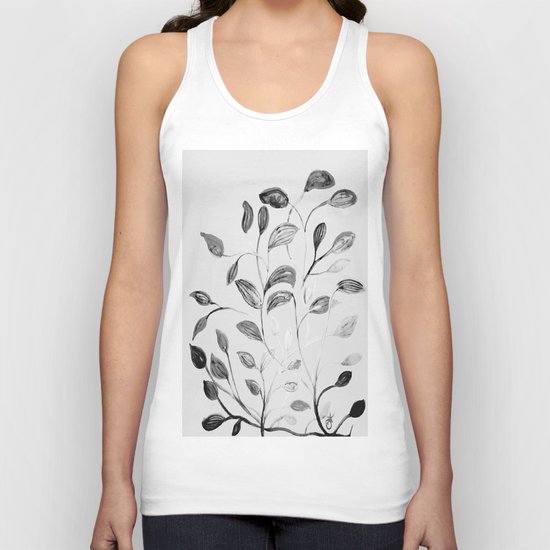Red and Green Leaves! Romantic Silver Grey! Unisex Tank Top