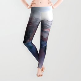 As Far As The Eye Can See Abstract Painting Red White and Blue Leggings