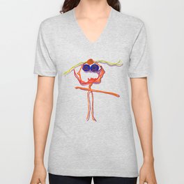 Orange figurative art that is minimalistic, contemporary and bold V Neck T Shirt